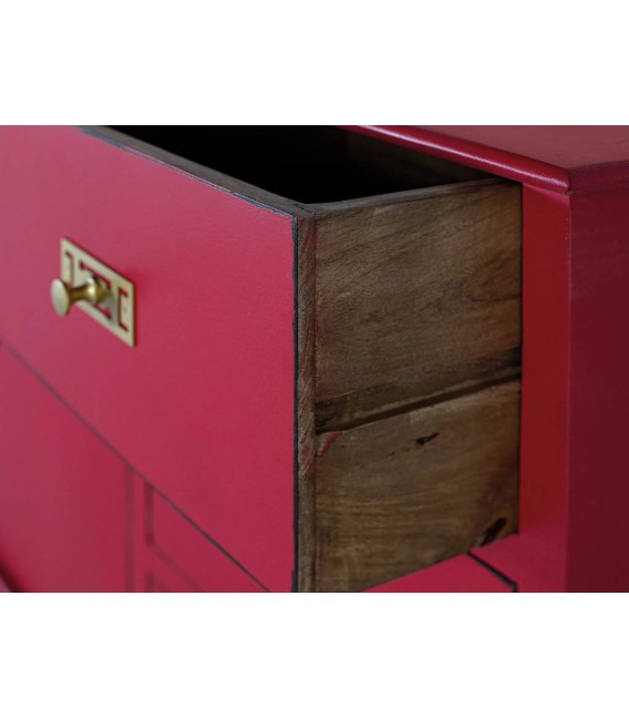 Aparador oriental madera lacada en rojo 6 cajones y puertas centrales 3