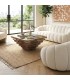 Mesa centro cuadrada madera maciza mango y cristal diseño escultórico Mdmhogar