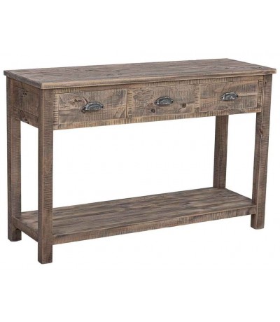 Consola madera de pino macizo con tres cajones estilo rustico