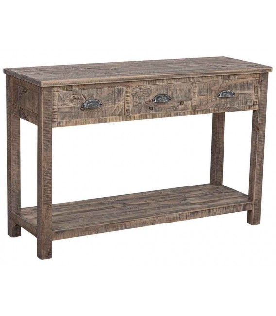 Consola madera de pino macizo con tres cajones estilo rustico