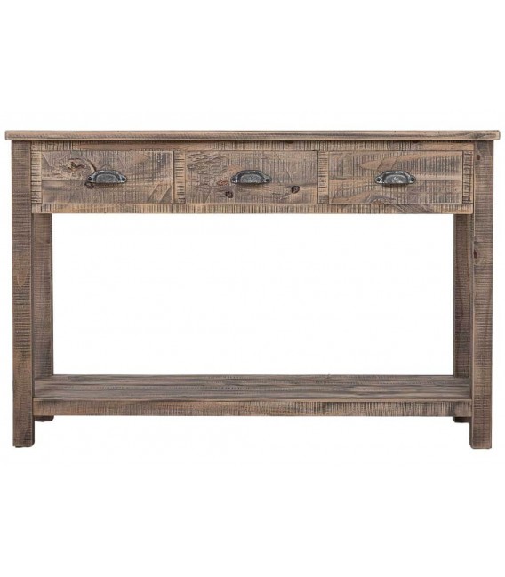 Consola madera de pino macizo con tres cajones estilo rustico 1