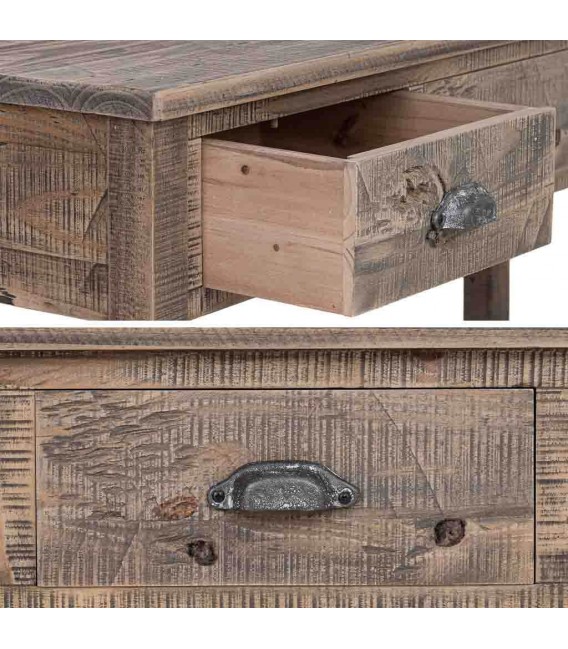 Consola madera de pino macizo con tres cajones estilo rustico 3