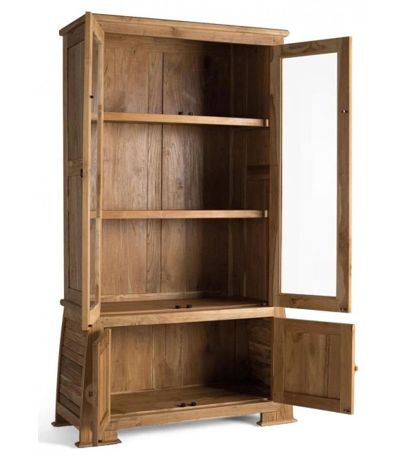 Vitrina madera maciza teca maciza tallada mano natural estilo oriental 2