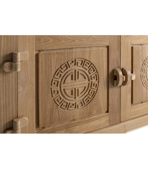 Vitrina madera maciza teca maciza tallada mano natural estilo oriental 5