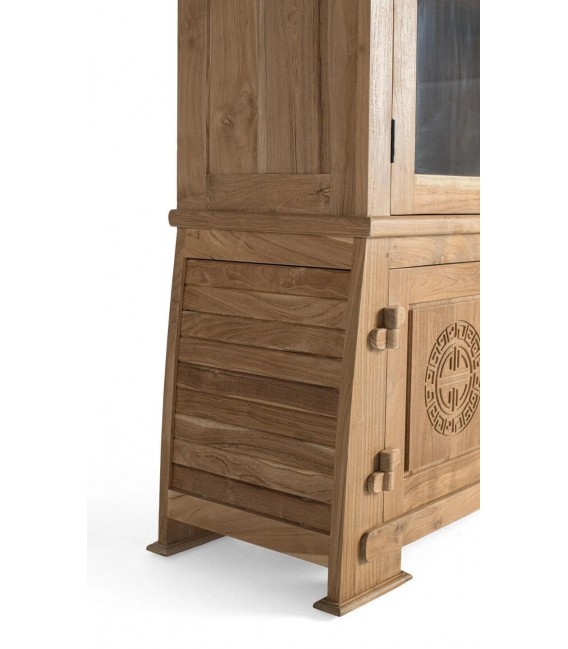 Vitrina madera maciza teca maciza tallada mano natural estilo oriental 3
