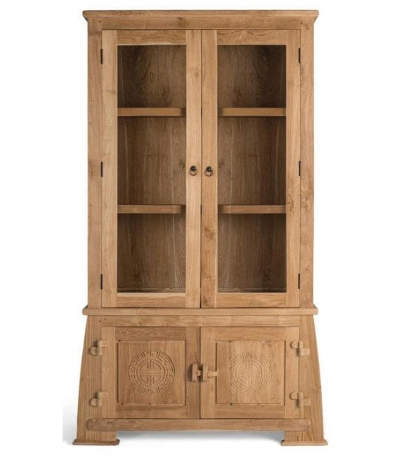 Vitrina madera maciza teca maciza tallada mano natural estilo oriental 1