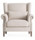 Sillón orejero grande tapizado en chenilla blanco roto clásico 1
