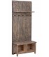 Mueble perchero con banco y almacenaje en pino macizo rústico