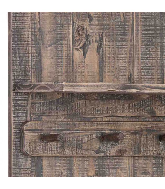 Mueble perchero con banco y almacenaje en pino macizo rústico 3