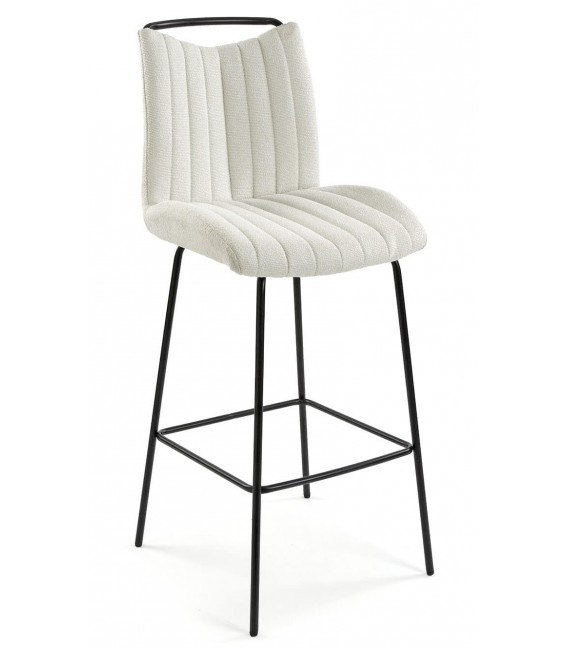 Set 2 taburetes barra en chenilla blanca estilo moderno