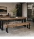 Banco industrial madera abeto y hierro negro natural Mdmhogar