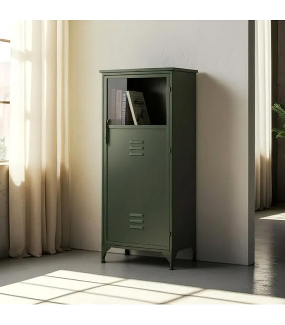 ARMARIO 48 X 35 X 116 PUNTO TAQUILLA METAL VERDE CRISTAL