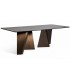 Mesa de comedor grande acero y porcelánico oro y negro, art decó