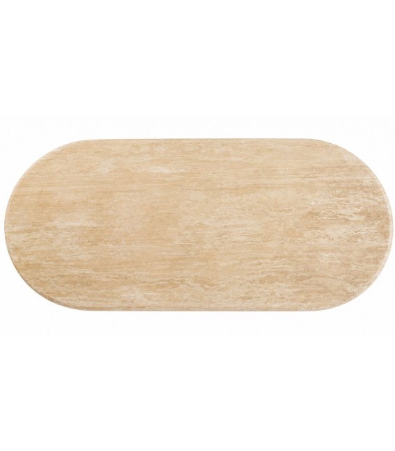 Mesa de comedor grande ovalada travertino natural poro abierto 2