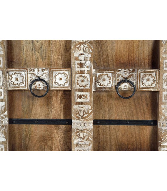 Armario alacena étnico tallado en madera maciza de mango natural 5