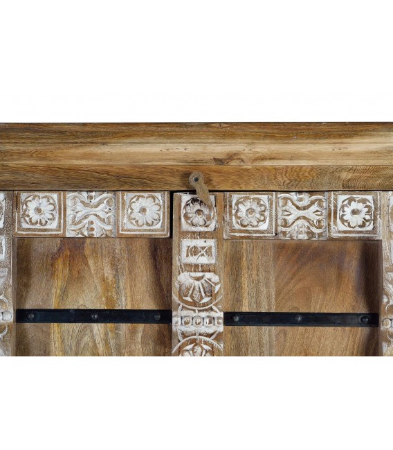 ARMARIO ALACENA 100 X 45 X 180 TERZ MADERA TALLADA NATURAL Y BLANCO