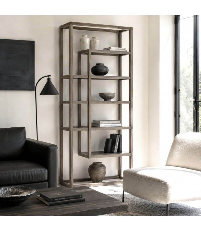 Estantería abierta de madera maciza de olmo estilo boho Mdmhogar
