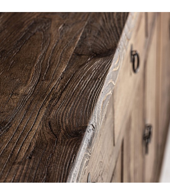 Aparador XL madera olmo natural con herrajes hierro negro 3