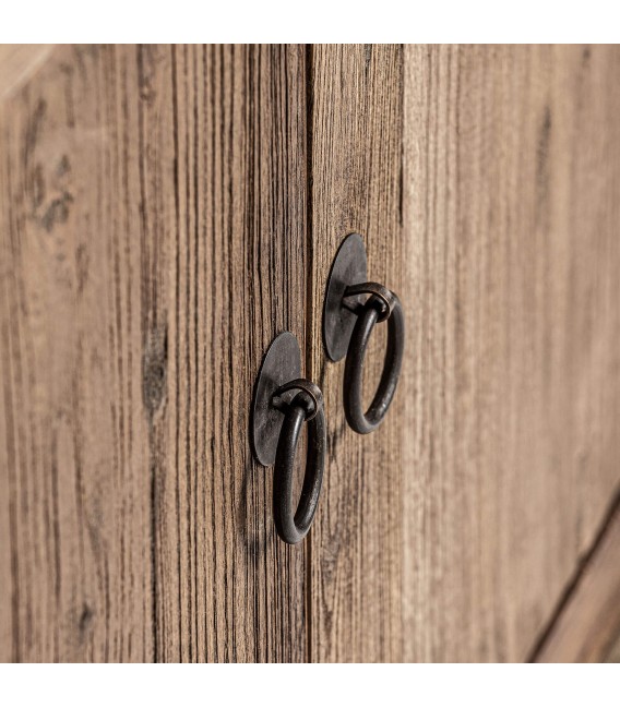 Aparador XL madera olmo natural con herrajes hierro negro 4