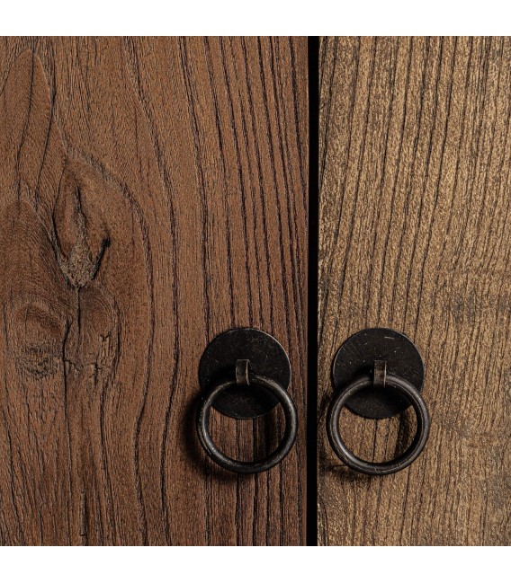 Aparador XL madera olmo natural con herrajes hierro negro 5