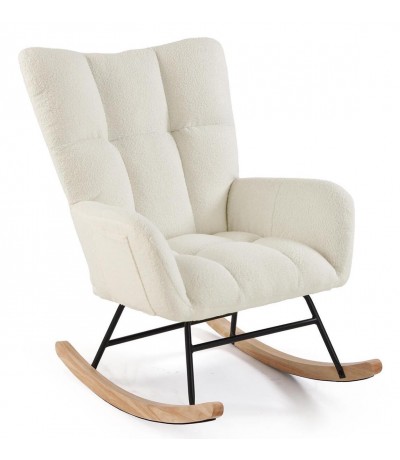 Sillón mecedora de lactancia bouclé blanco, estilo nórdico
