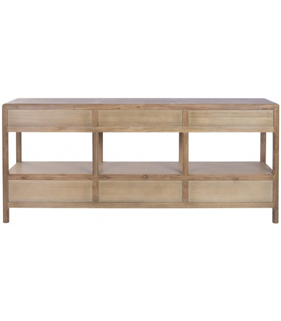 Consola de entrada XXL en olmo natural con seis cajones japandi 2