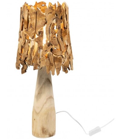 Lámpara de sobremesa alta en madera natural estilo étnico