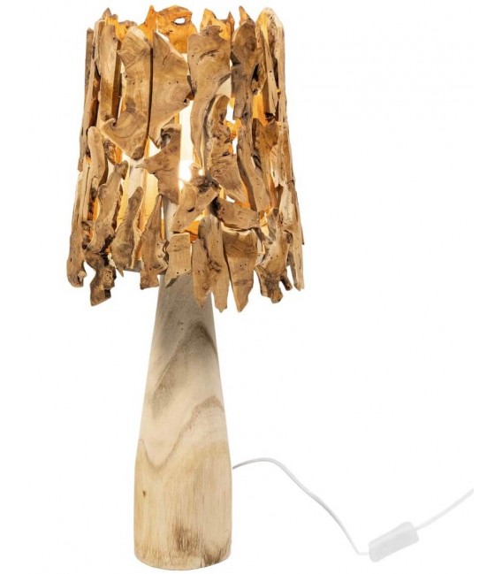 Lámpara de sobremesa alta en madera natural estilo étnico