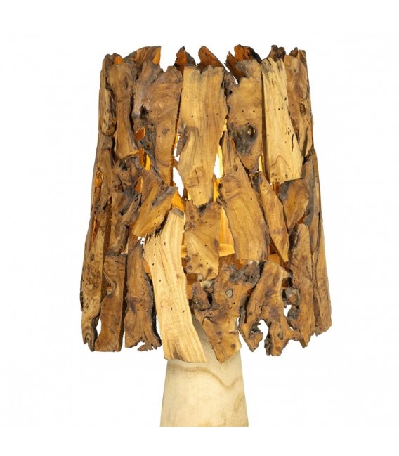 Lámpara de sobremesa alta en madera natural estilo étnico 1