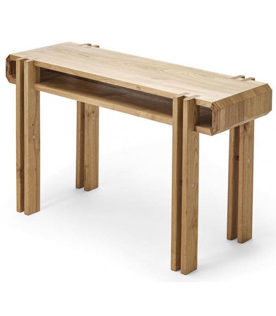 Consola de entrada XL japandi en madera natural metal cobre 1