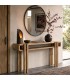Consola de entrada XL japandi en madera natural metal cobre Mdmhogar