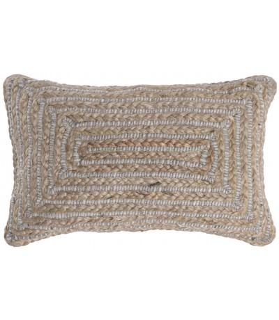 Set 2 cojines rectangulares boho en yute y lana natural