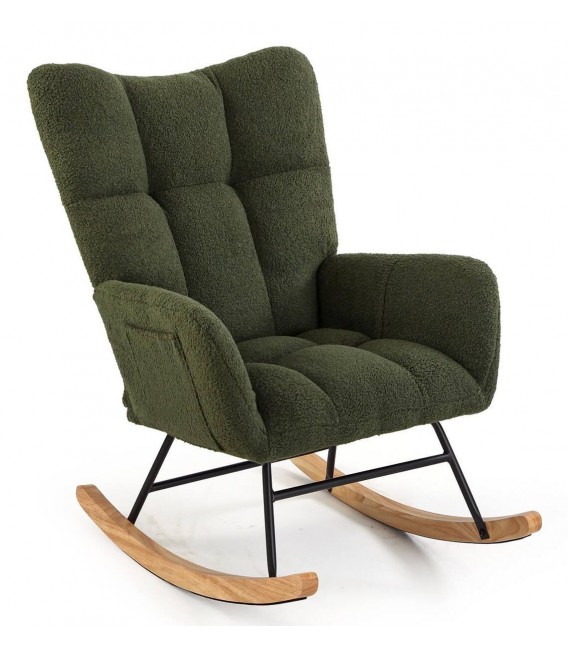Sillón mecedora de lactancia verde estilo nórdico bouclé