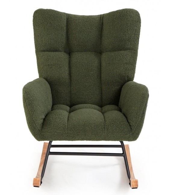 Sillón mecedora de lactancia verde estilo nórdico bouclé 1