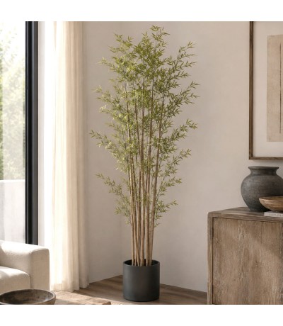 Planta artificial de bambú alta con maceta para interior Mdmhogar
