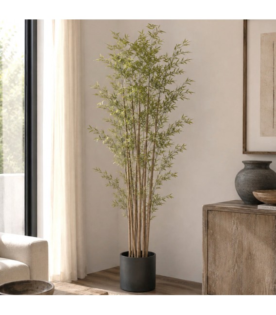 Planta artificial de bambú alta con maceta para interior Mdmhogar