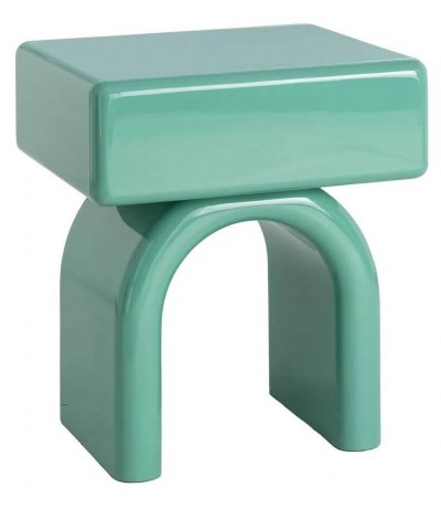 Mesita noche moderna lacada verde brillo 1 cajón diseño chic