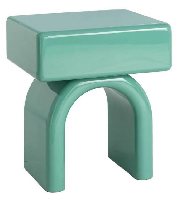 Mesita noche moderna lacada verde brillo 1 cajón diseño chic