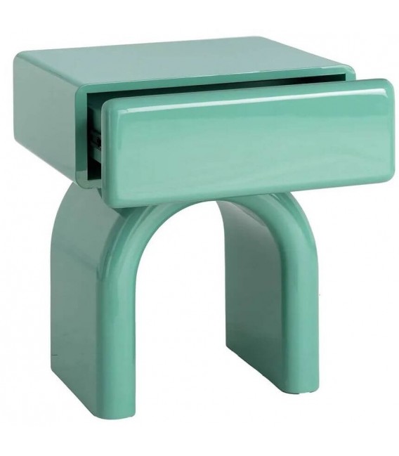 Mesita noche moderna lacada verde brillo 1 cajón diseño chic 1