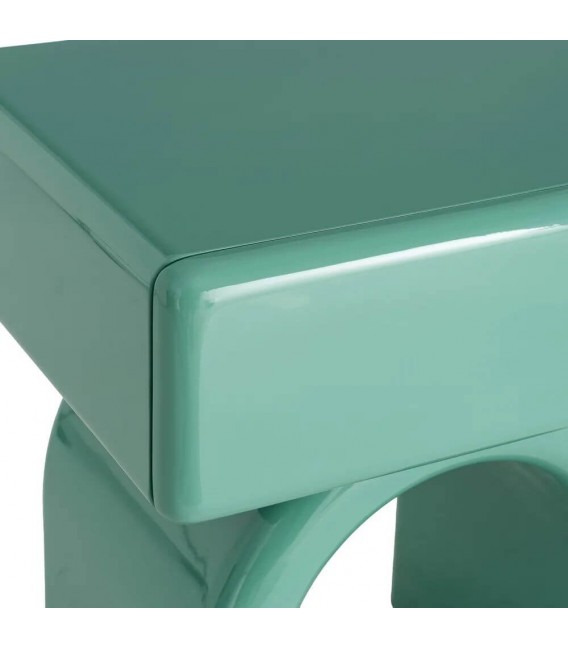 Mesita noche moderna lacada verde brillo 1 cajón diseño chic 2