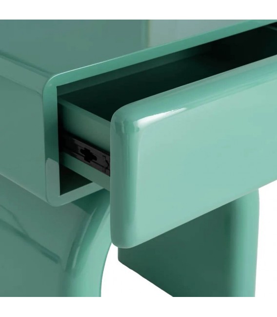 Mesita noche moderna lacada verde brillo 1 cajón diseño chic 3