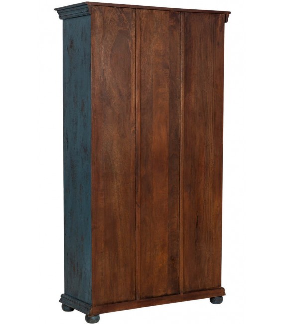 Estantería de madera maciza de mango tallada color azul étnico 2