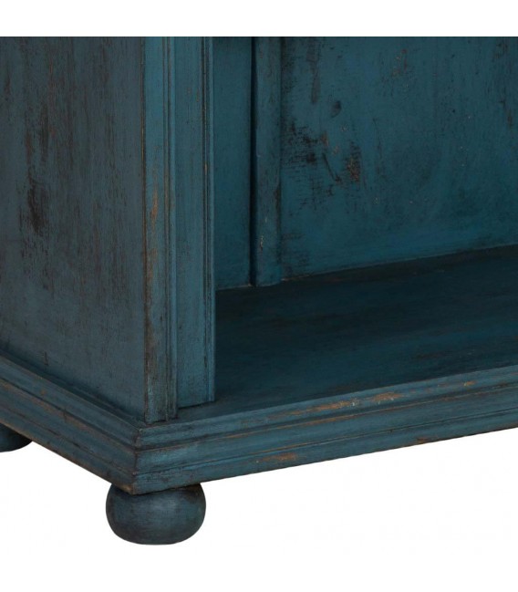 Estantería de madera maciza de mango tallada color azul étnico 5