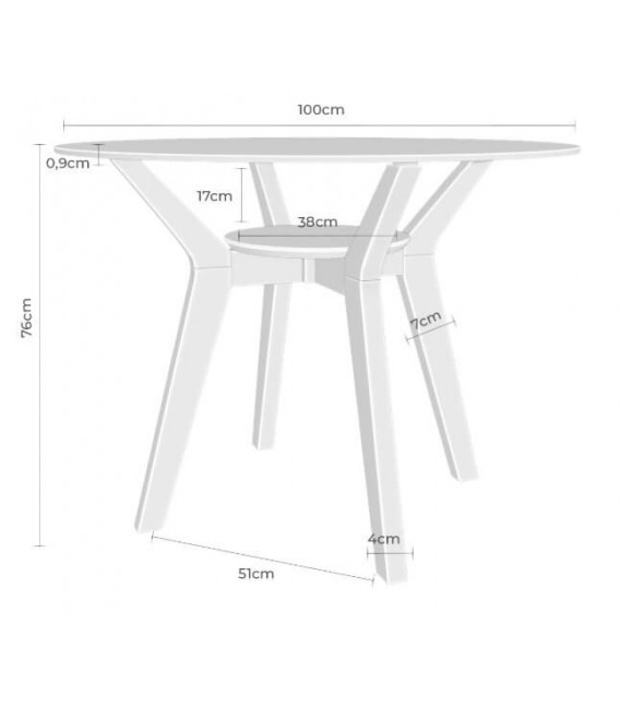 Mesa de comedor redonda pequeña de haya y cristal estilo nórdico 5
