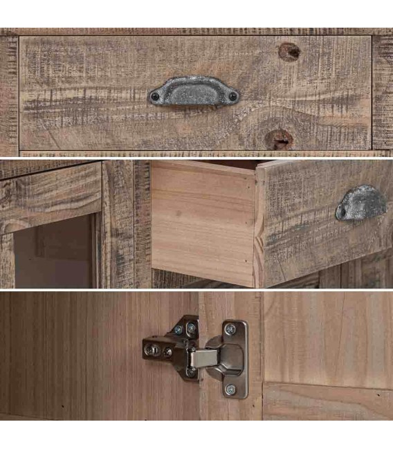 Aparador de madera maciza de pino con acabado rústico natural 3