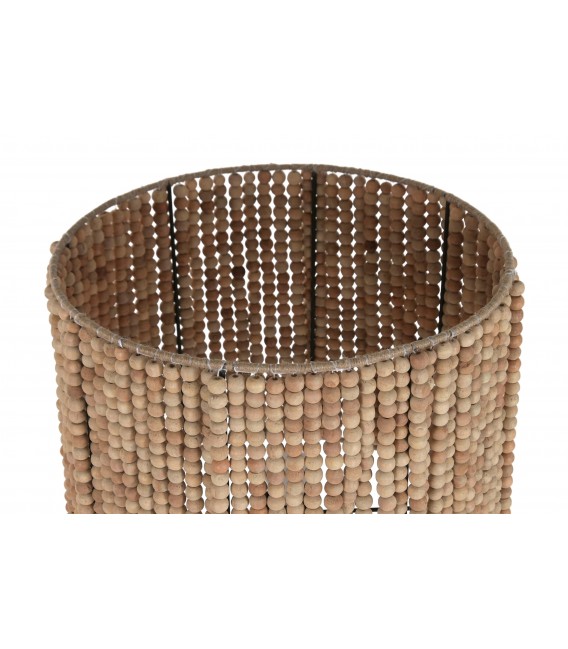 Lámpara de pie de madera con acabado natural estilo boho 2