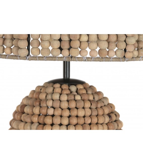 Lámpara de pie de madera con acabado natural estilo boho 3