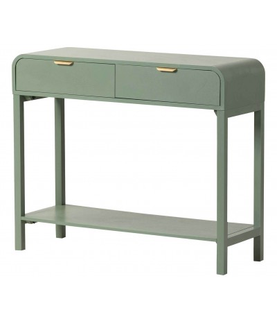 Consola de madera de pino con acabado verde contemporáneo