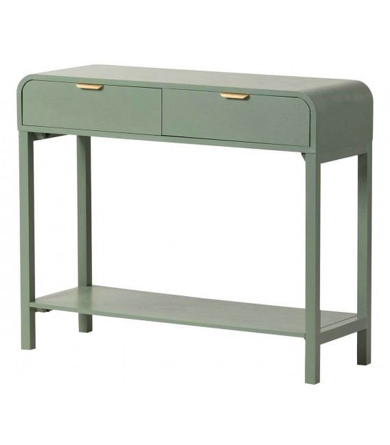 Consola de madera de pino con acabado verde contemporáneo