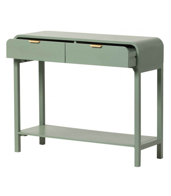 Consola de madera de pino con acabado verde contemporáneo 1